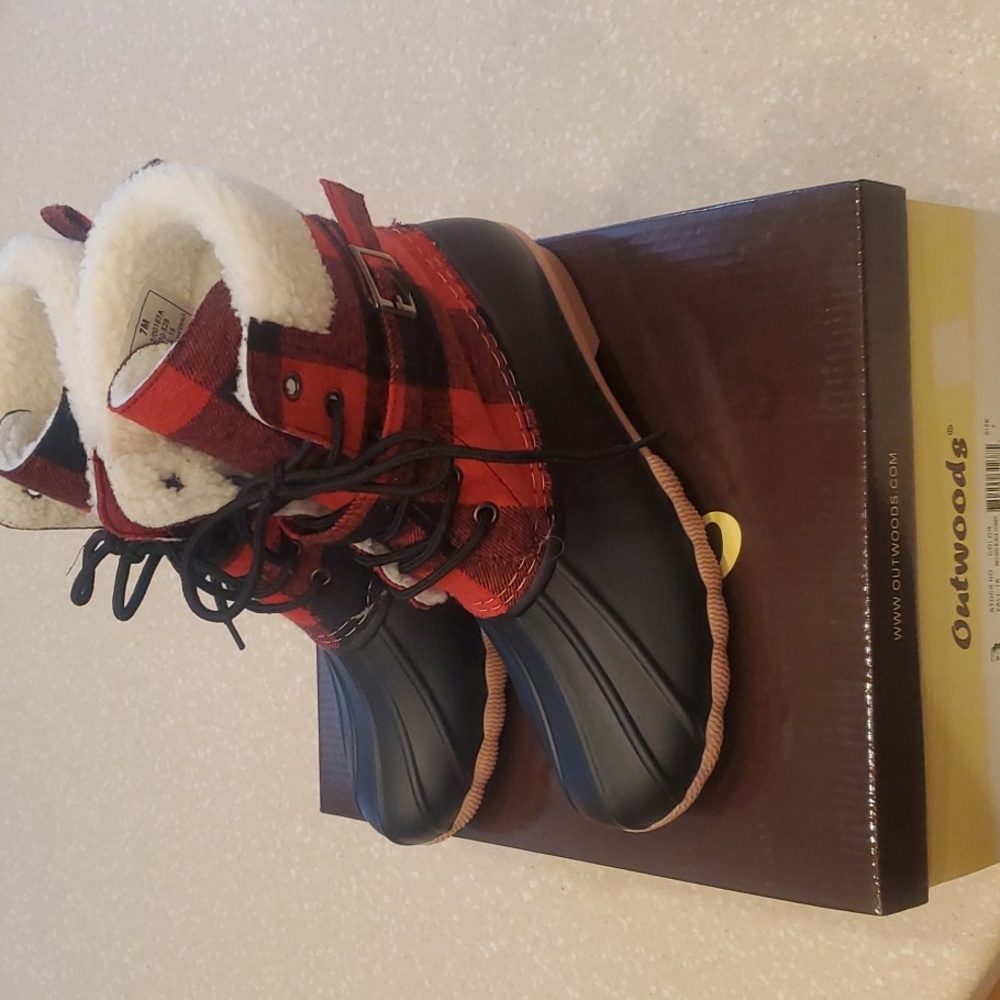 Boots, Outwoods, Buffalo Red Plaid,size 7
